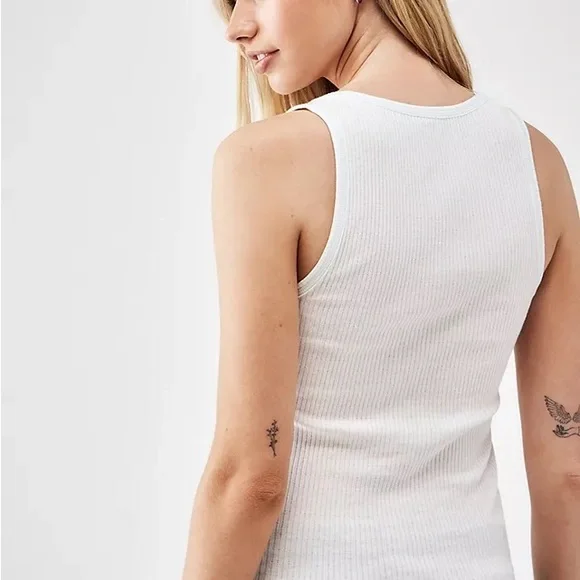 Urban Outfitters BDG Godfather Cropped Ribbed Tank Top in Ivory Women’s Size S - Picture 2 of 5